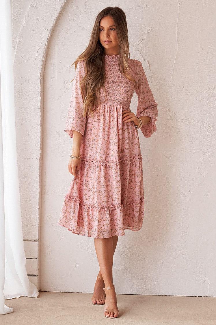 Juniper Shirred Dress - Blush