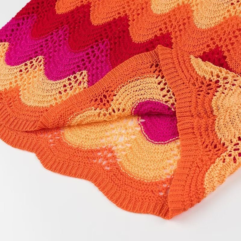 Orange & Pink Knitted Skirt Set