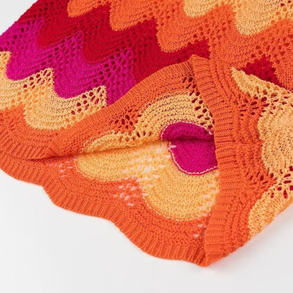 Orange & Pink Knitted Skirt Set