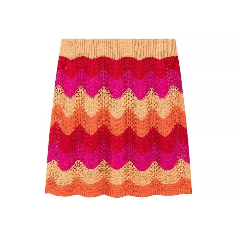 Orange & Pink Knitted Skirt Set