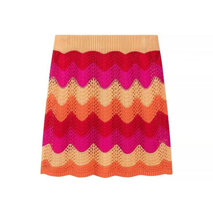 Orange & Pink Knitted Skirt Set