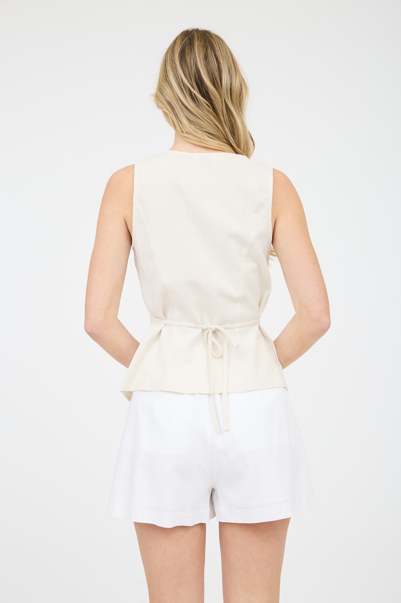 Linen Button Down Split Vest