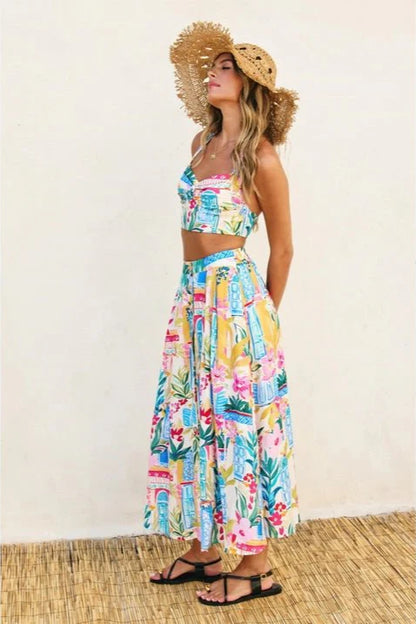 Colorful Floral Midi Skirt