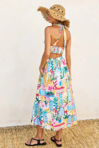 Colorful Floral Midi Skirt