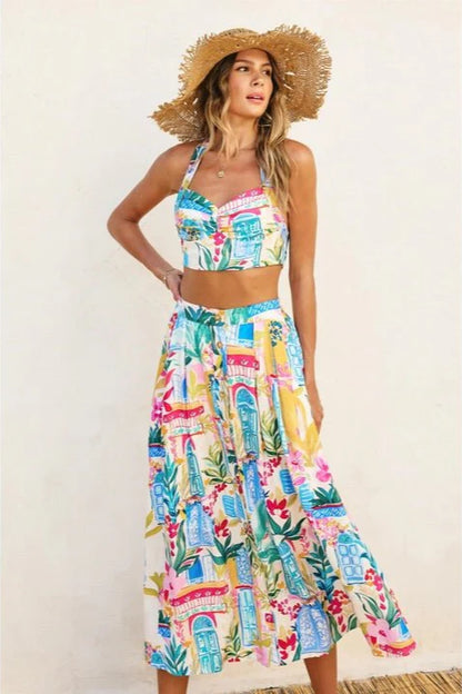Colorful Floral Midi Skirt