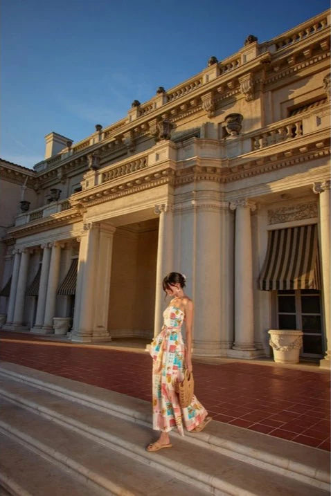 Moroccan Belt Strapless Maxi Dress