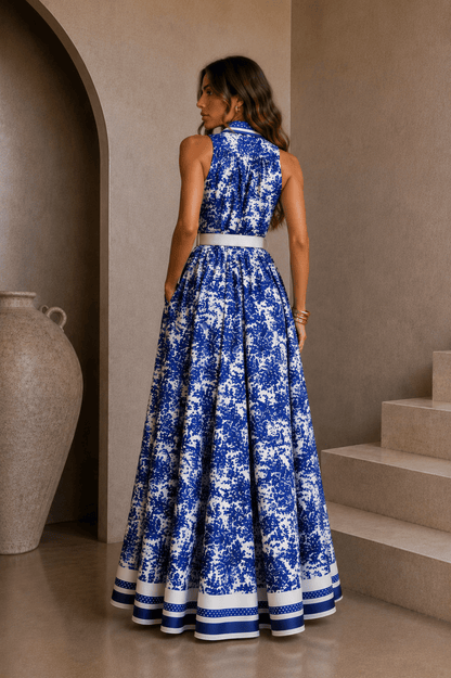 Navy Button Down Shirt Maxi Dress