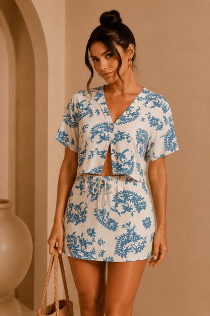 Paisley Top And Mini Skirt Set
