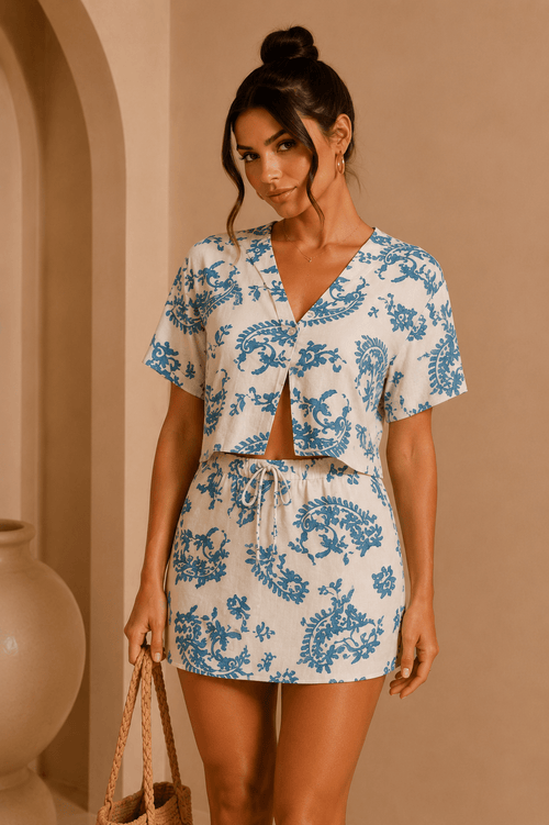 Paisley Top And Mini Skirt Set