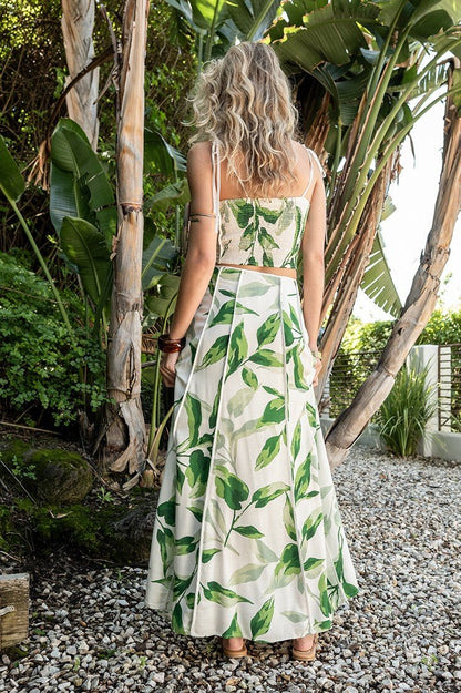 Palm Printed Contrast Binding Set
