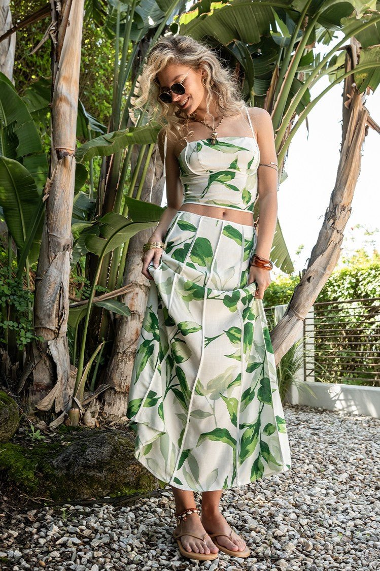 Palm Printed Contrast Binding Set