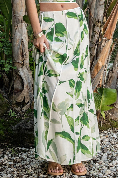 Palm Printed Contrast Binding Set