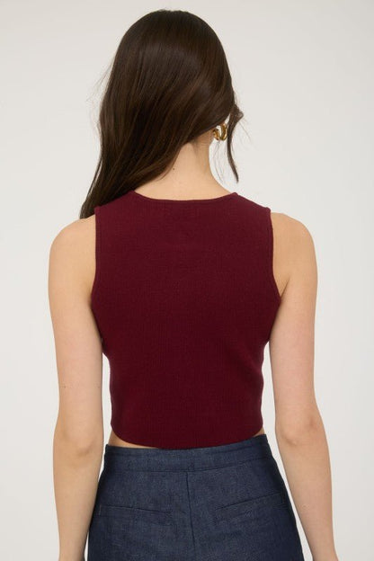Burgundy Knit Vest Top