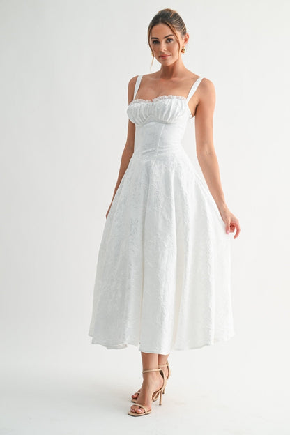 White Fleur Corset Midi Dress