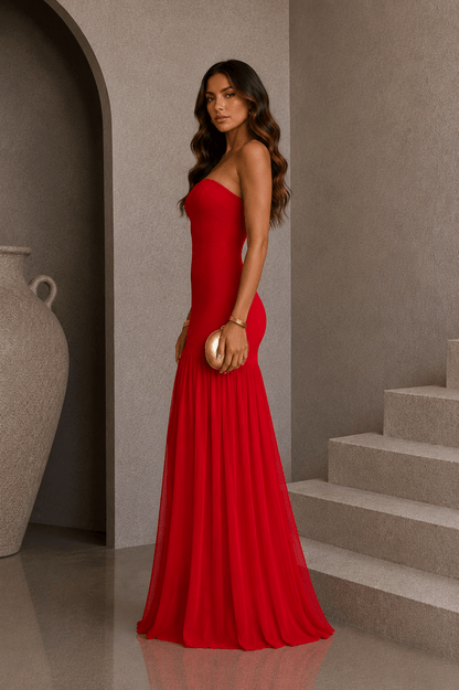 Red Tube Maxi Formal Dress