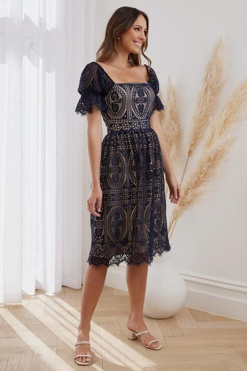 Remie Dress - Navy/Beige