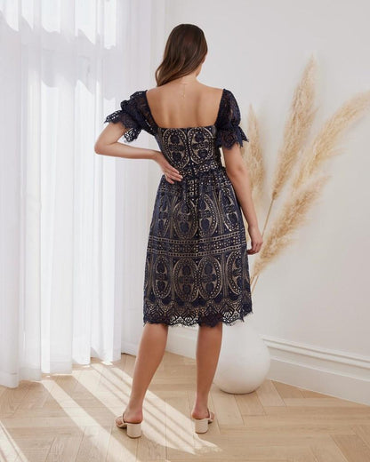 Remie Dress - Navy/Beige