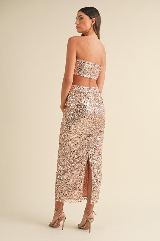 Rose Gold Sequin Skirt Set