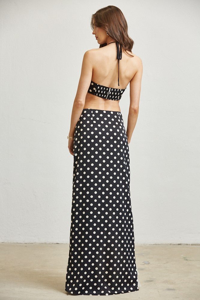 Rose Polkadot Ruffle Top Skirt Set