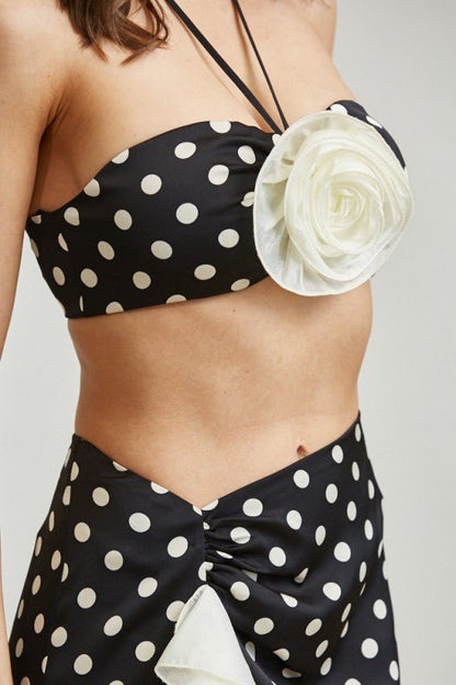 Rose Polkadot Ruffle Top Skirt Set