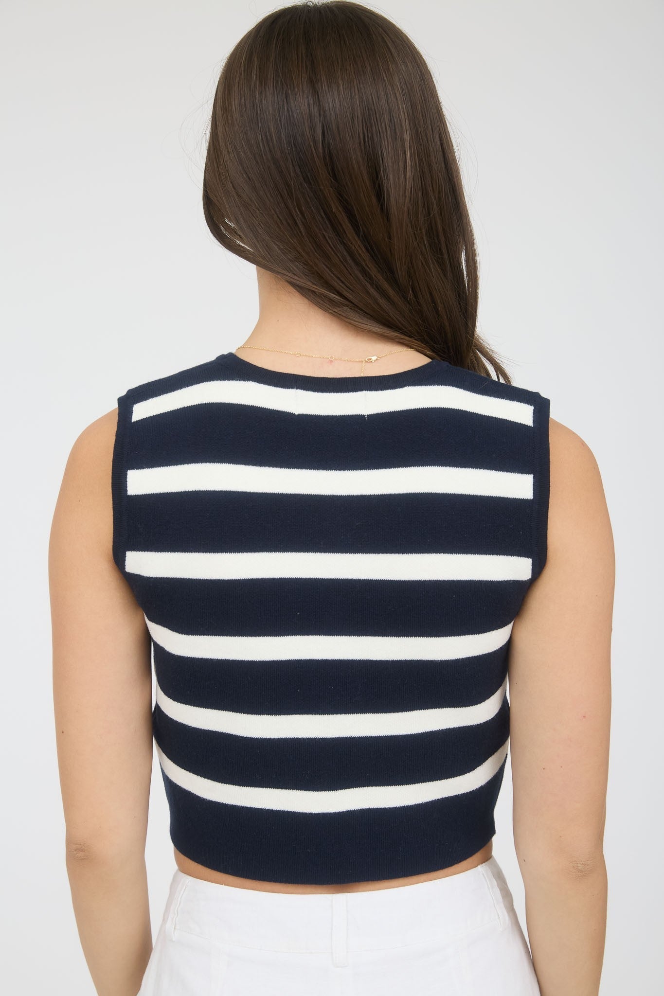 Navy & White Striped Vest Top