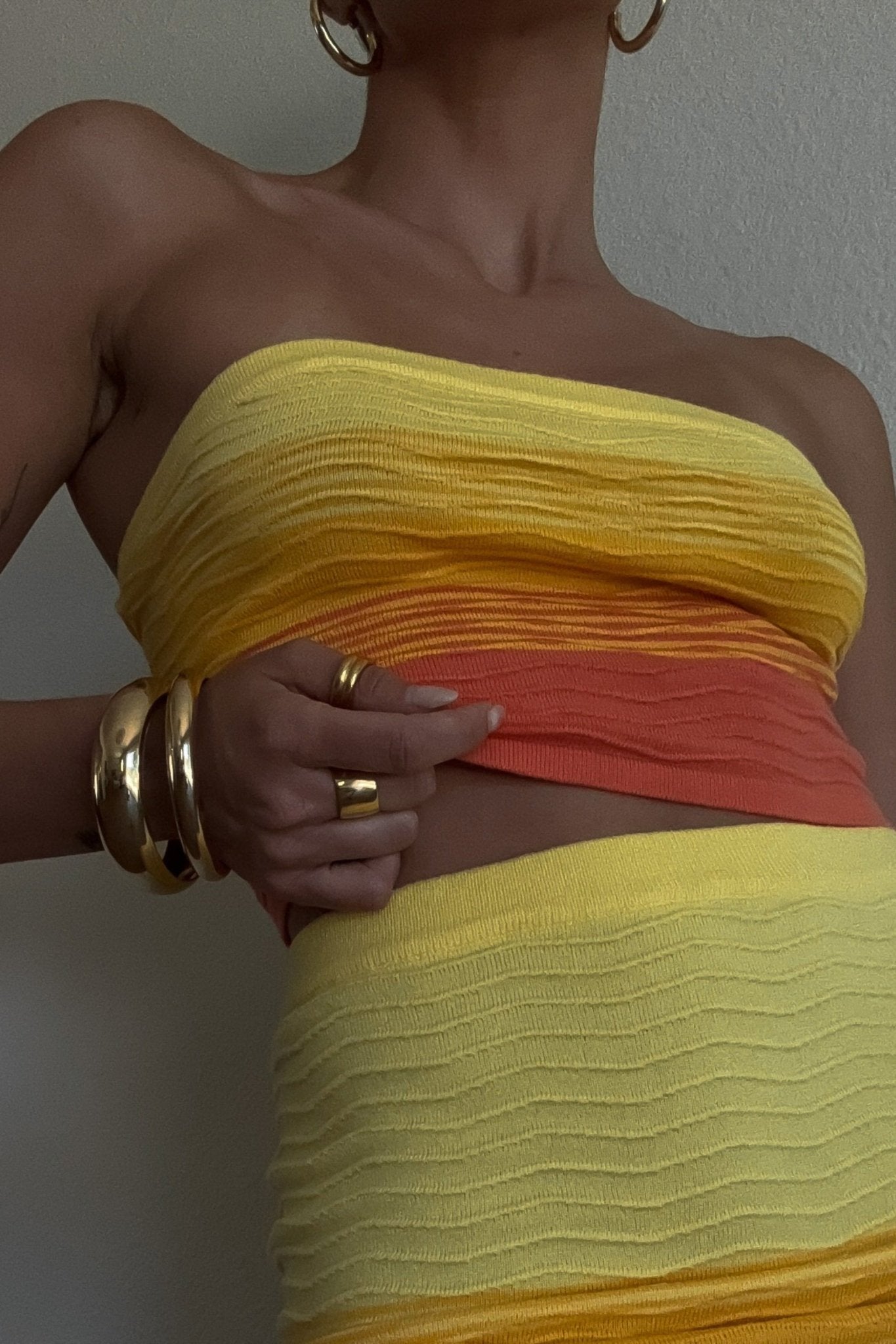 Sunset Ombre Strapless Mini Skirt Set