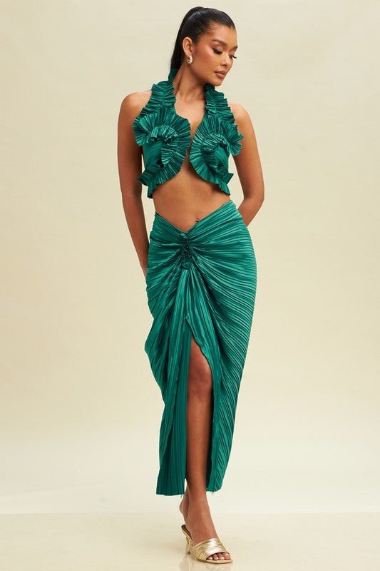 Teal Green Pleated Resort Set