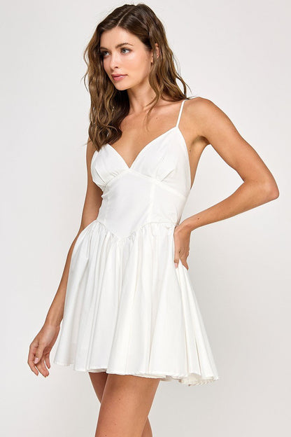 White Strappy Flared Dress