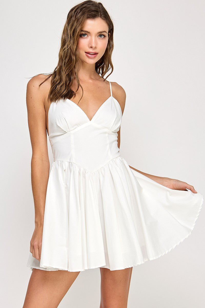 White Strappy Flared Dress