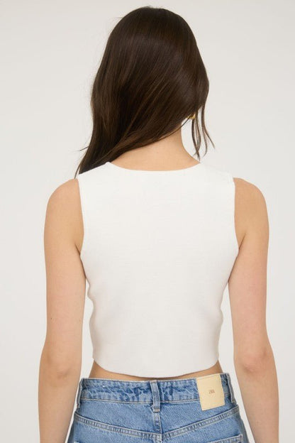 White Knit Vest Top