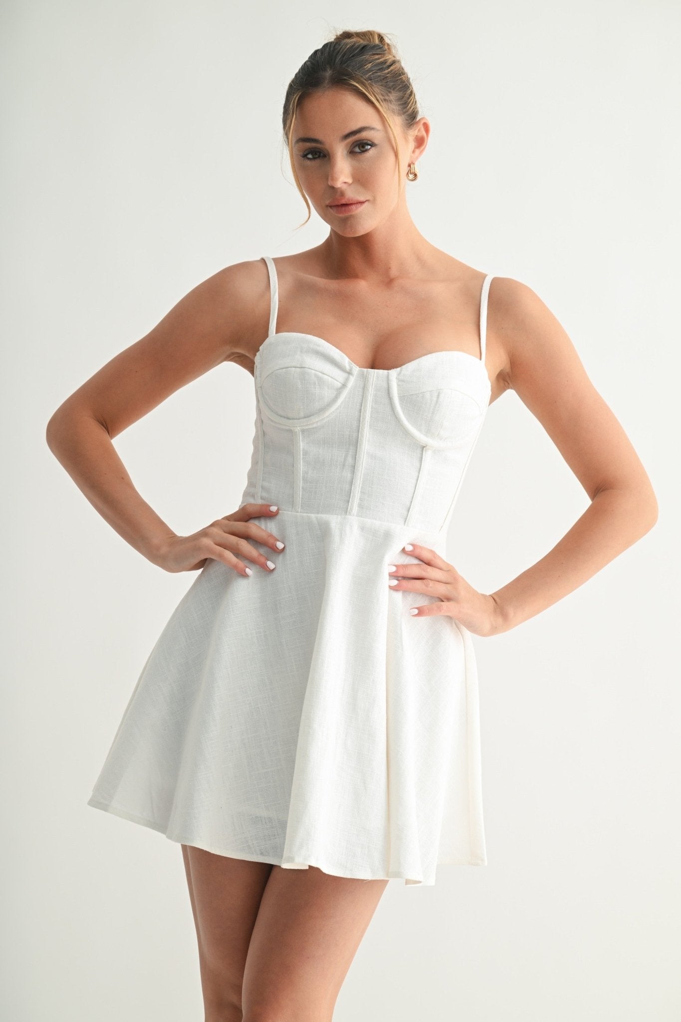 White Linen Bustier Dress