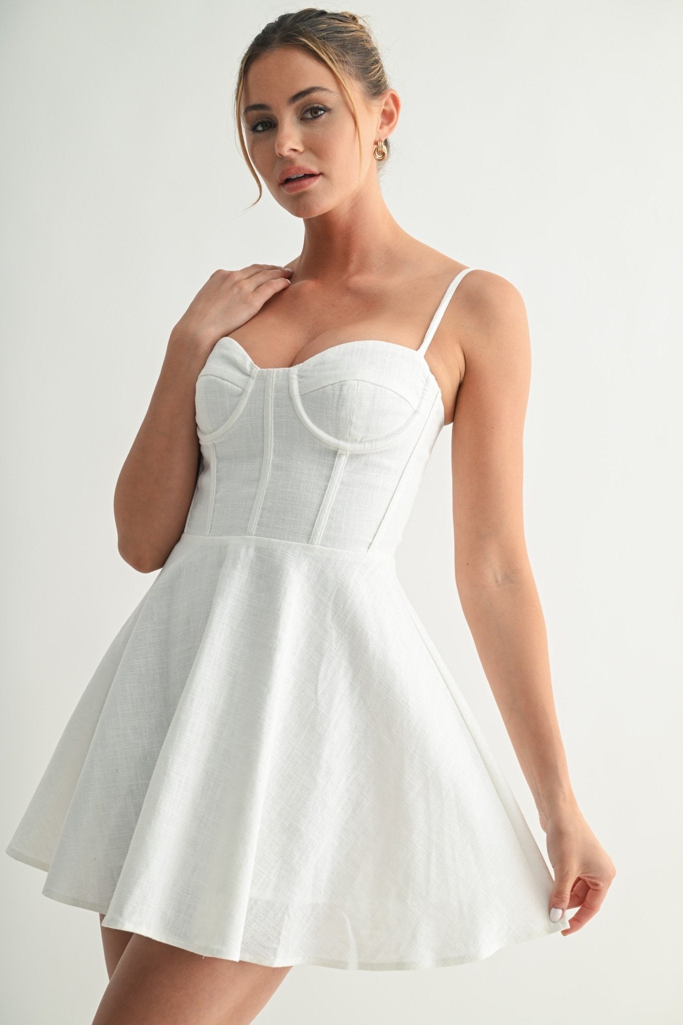 White Linen Bustier Dress