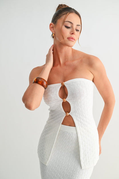 White Solene Textured Knit Set