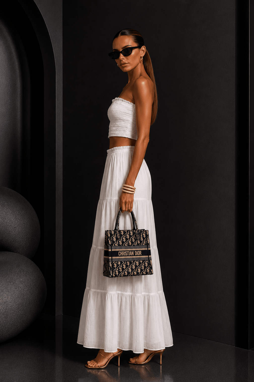 White Strapless Top & Maxi Skirt Set