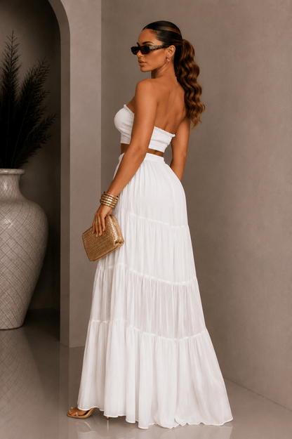 White Strapless Top & Maxi Skirt Set