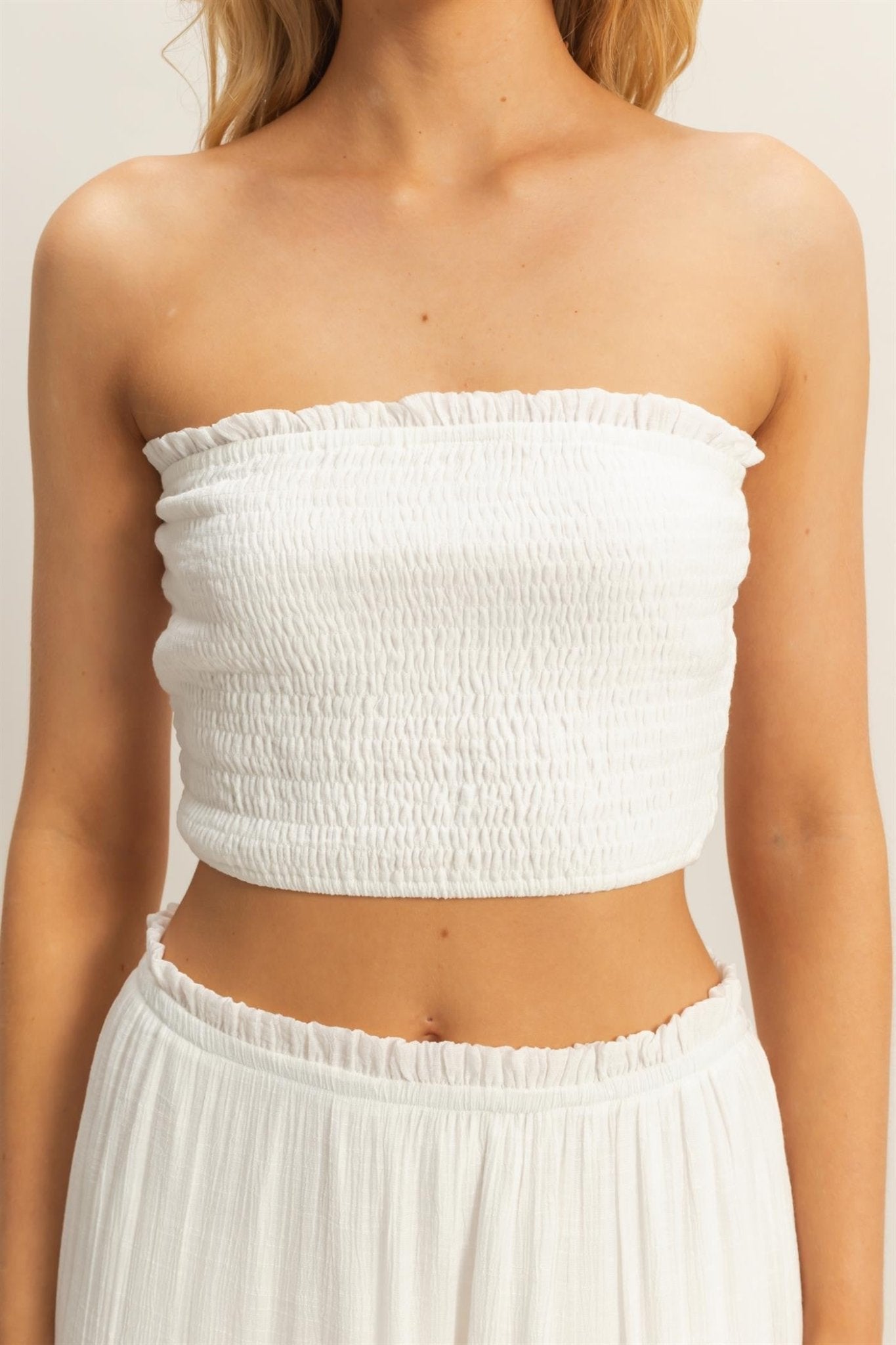White Strapless Top & Maxi Skirt Set