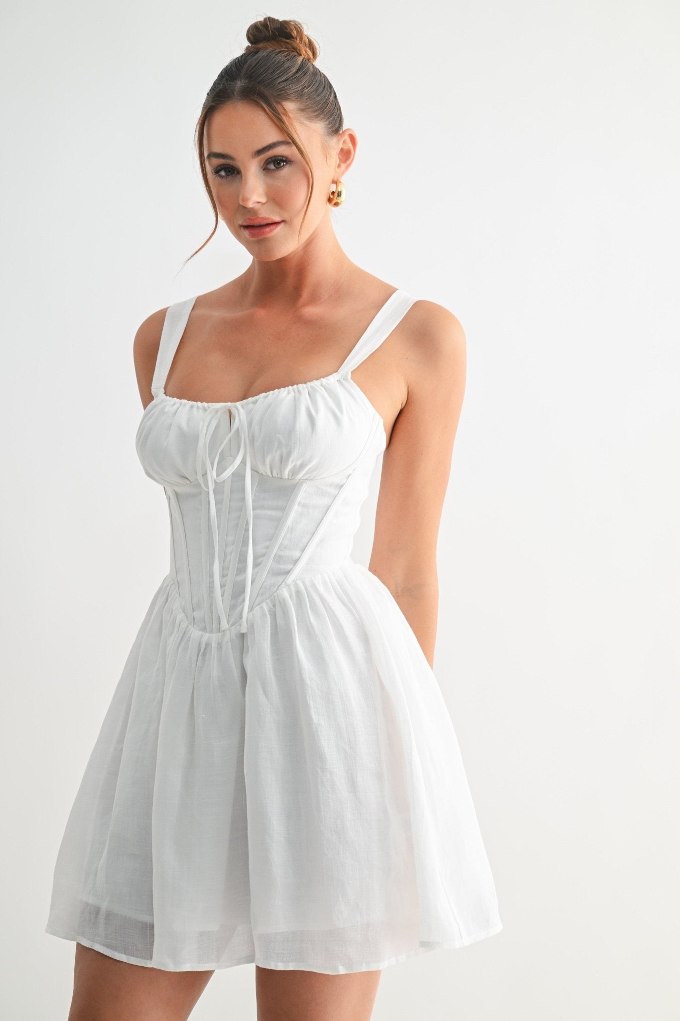 White Willow Corset Mini Dress