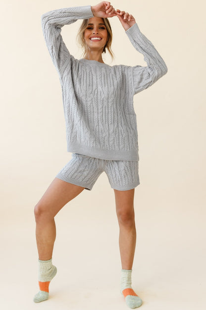 Colorado Cable Knit Shorts Grey