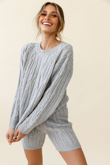 Colorado Cable Knit Shorts Grey